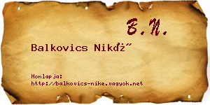 Balkovics Niké névjegykártya